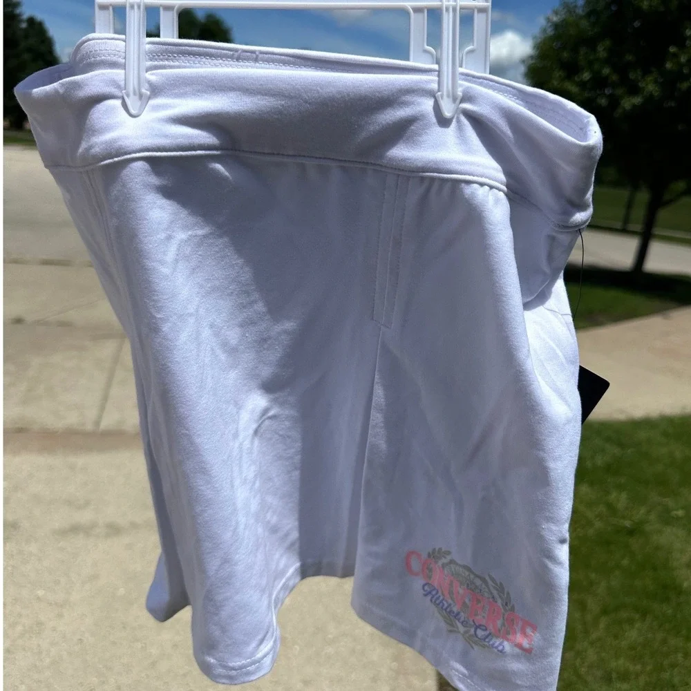 Converse Girls Athletic Club Skort White Pleated Skirt Size M 10-12 NWT